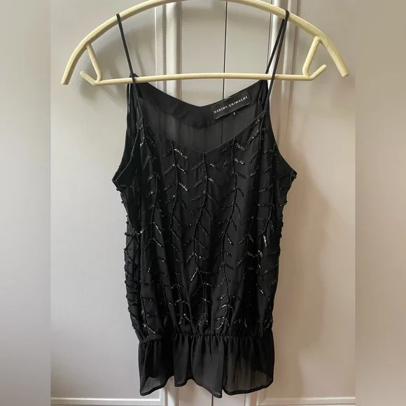 Karina Grimaldi Tops | Karina Grimaldi Black Beaded Top, Size S | Color: Black | Size: S | Ardennesm2's Closet